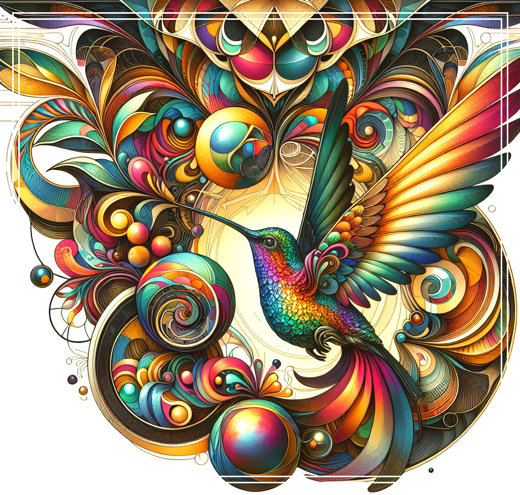Vibrant Abstract Hummingbird with Colorful Patterns