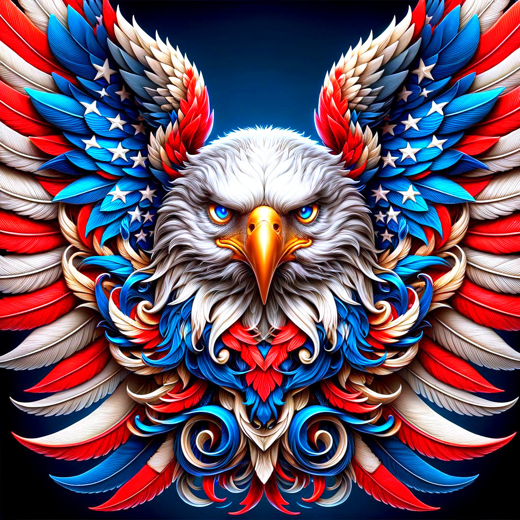 Majestic Eagle with American Flag Colors and Design