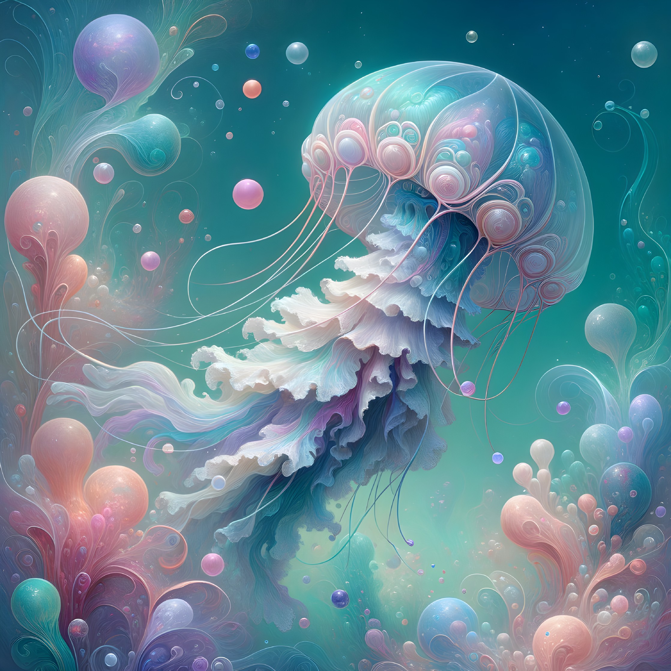 Translucent Jellyfish in Ethereal Underwater Realm