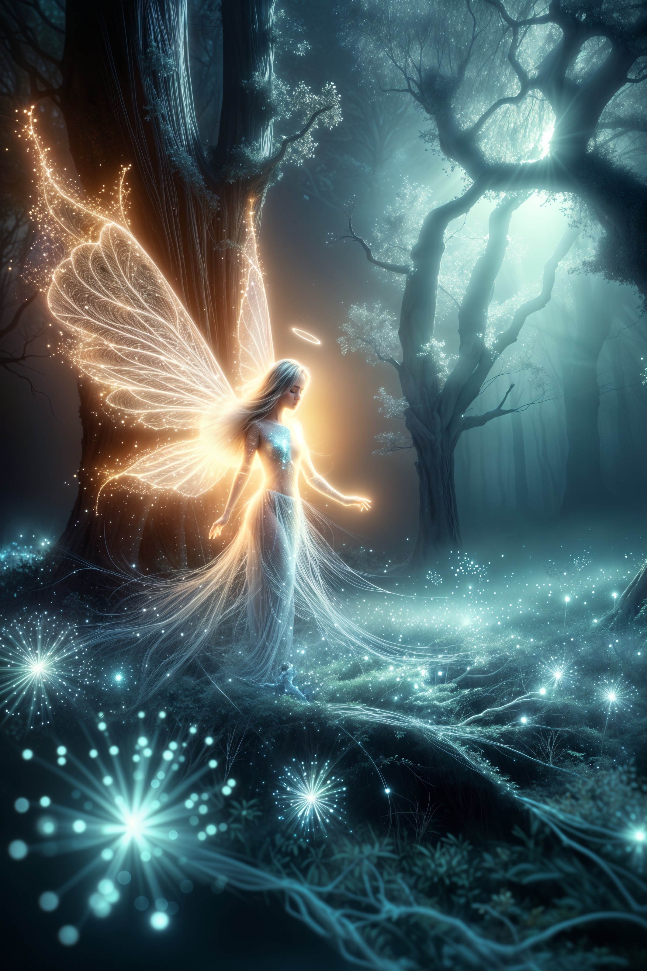 Luminous Fairy in a Mystical Forest Setting