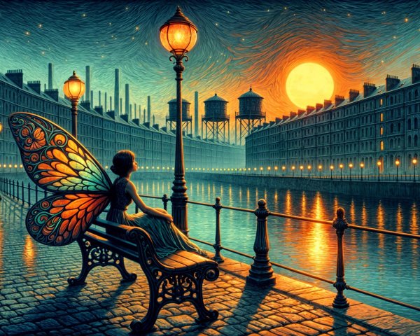 Twilight Scene with Butterfly Wings by Serene Canal