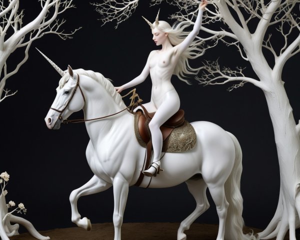 Unicorn-like creature with humanoid features in dance