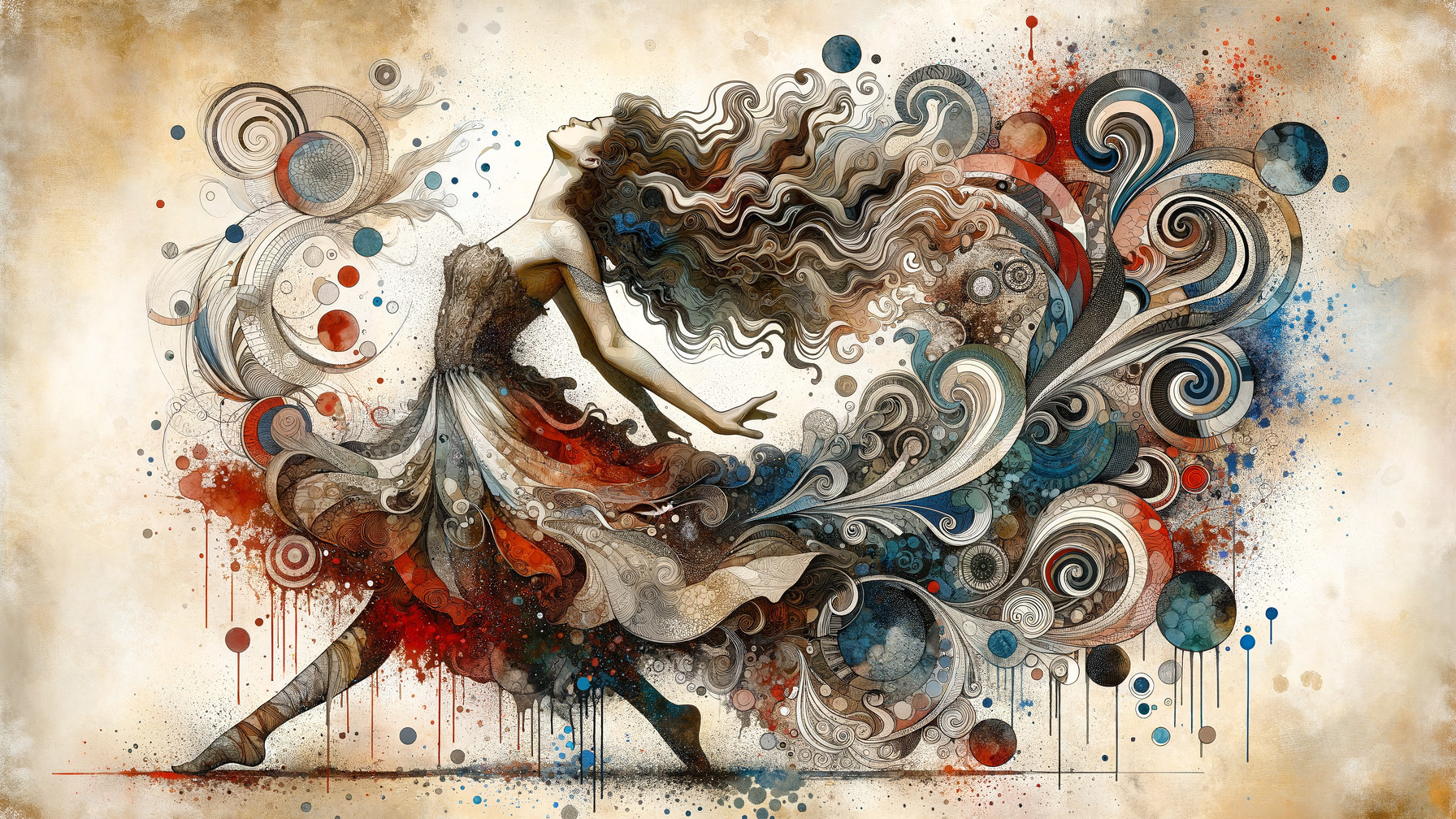 Dancer in Motion with Vibrant Colors and Patterns