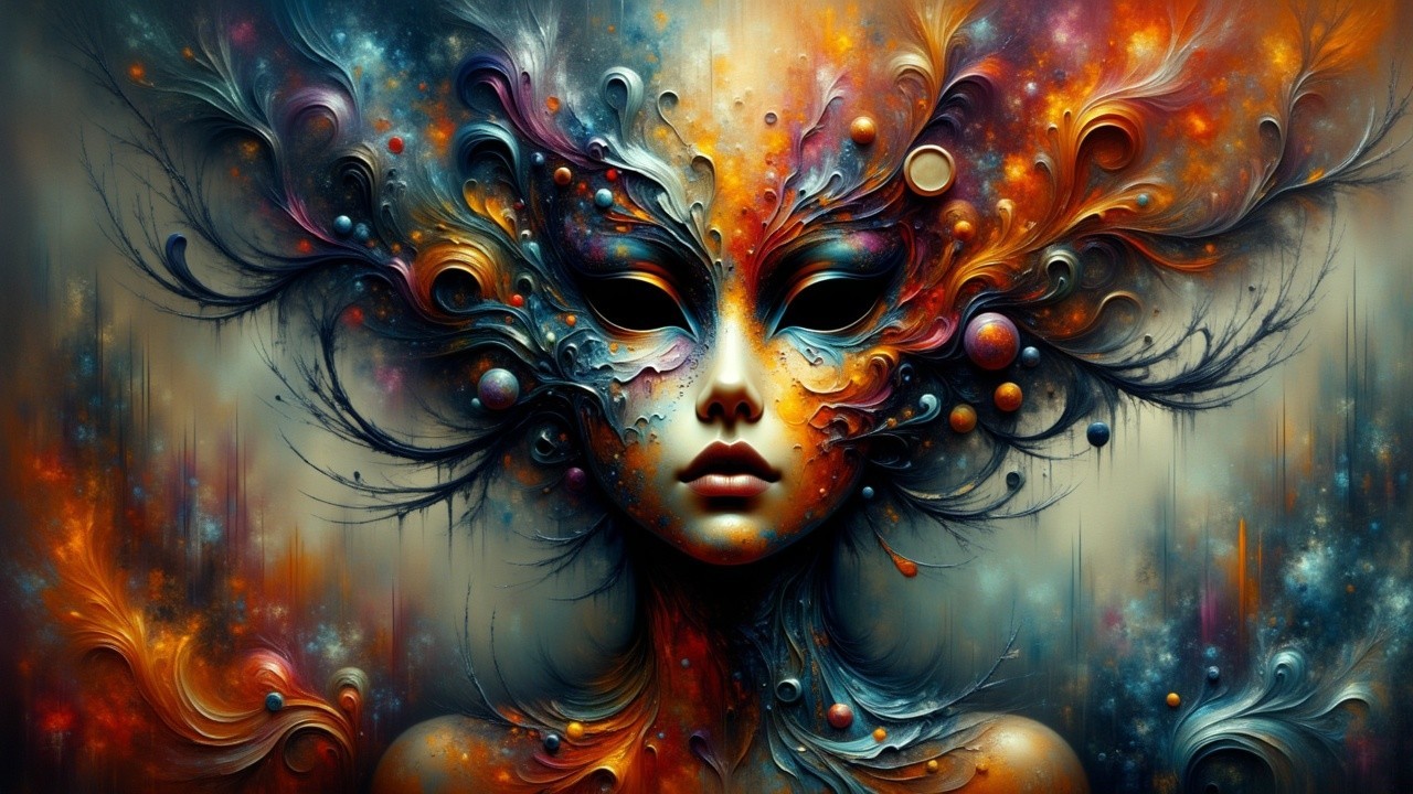 Ethereal Portrait with Vibrant Colors and Patterns