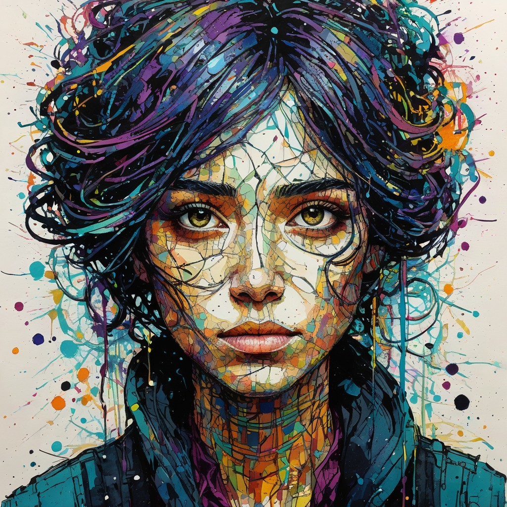 Vibrant Abstract Portrait of a Young Woman