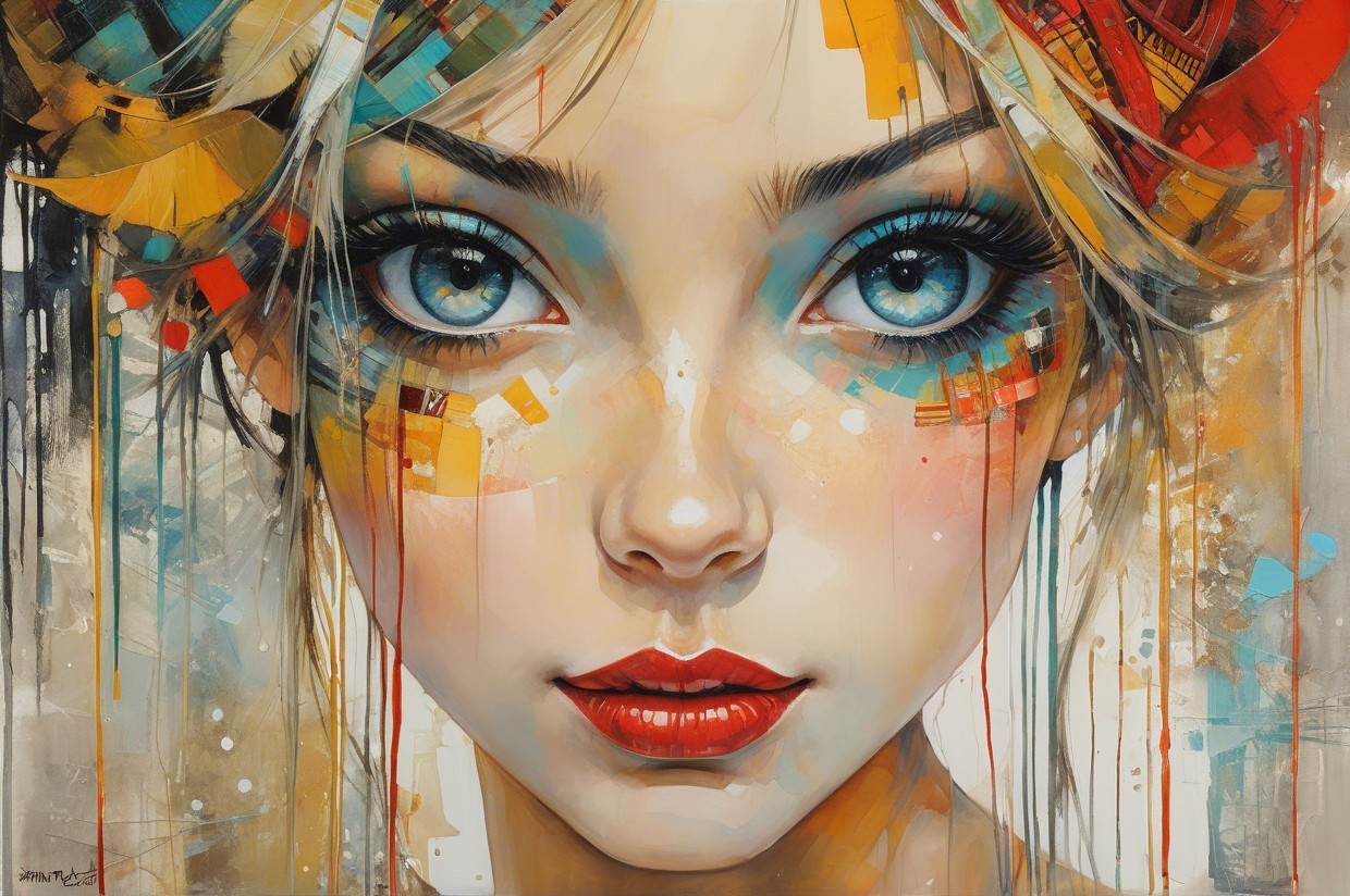 Close-Up Portrait of a Young Woman with Blue Eyes