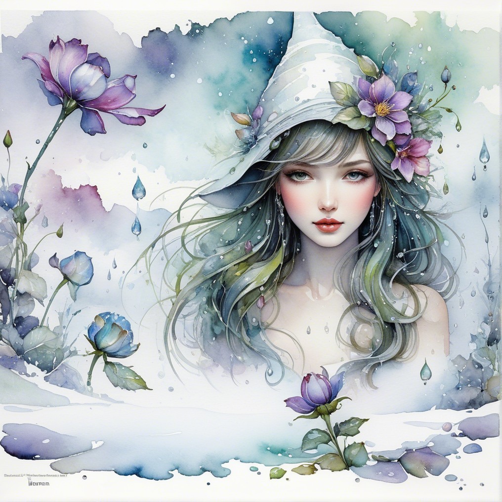 Whimsical Portrait of a Young Woman with Flowers