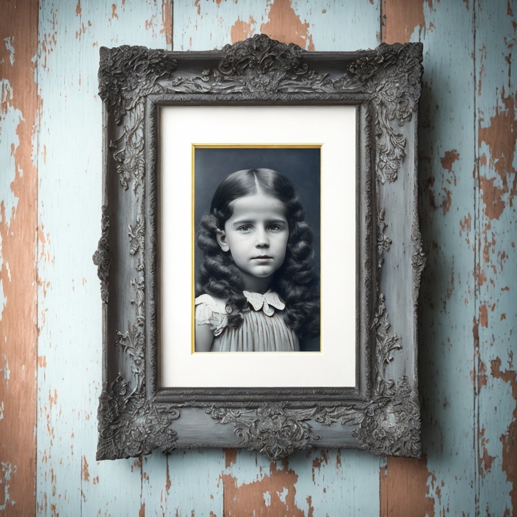 Vintage Black-and-White Photo of a Young Girl
