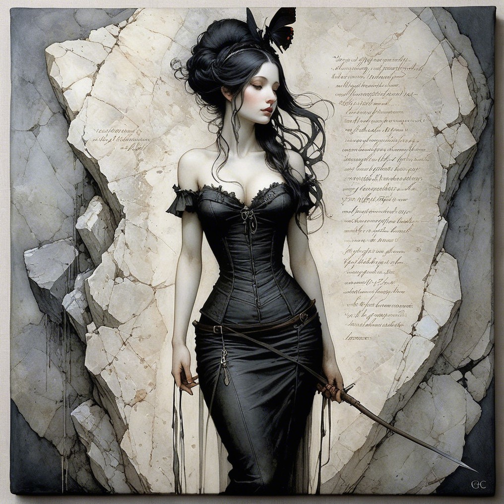 Woman in Corset with Butterfly in Ethereal Setting