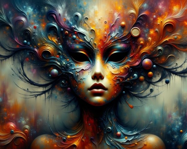 Ethereal Portrait with Vibrant Colors and Patterns