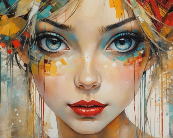 Close-Up Portrait of a Young Woman with Blue Eyes