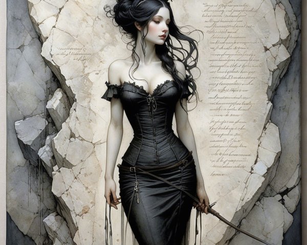 Woman in Corset with Butterfly in Ethereal Setting