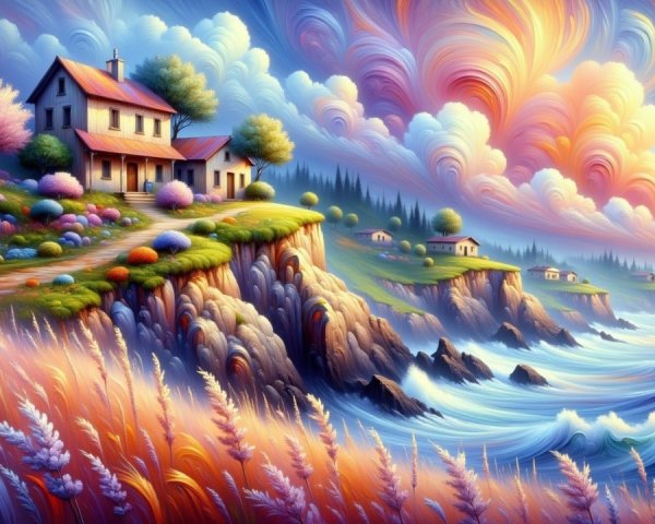 Charming House on a Cliff Overlooking a Vibrant Ocean