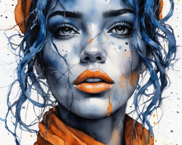 Vibrant Watercolor Portrait of a Woman with Colorful Hues