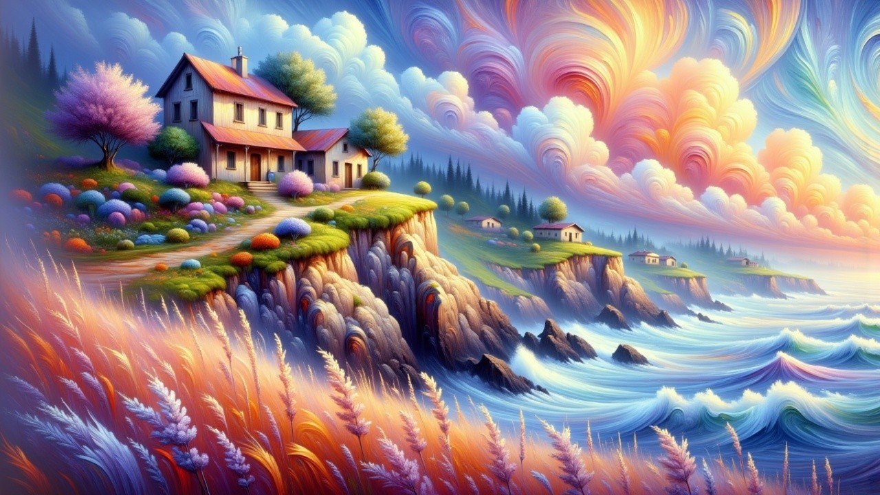 Charming House on a Cliff Overlooking a Vibrant Ocean