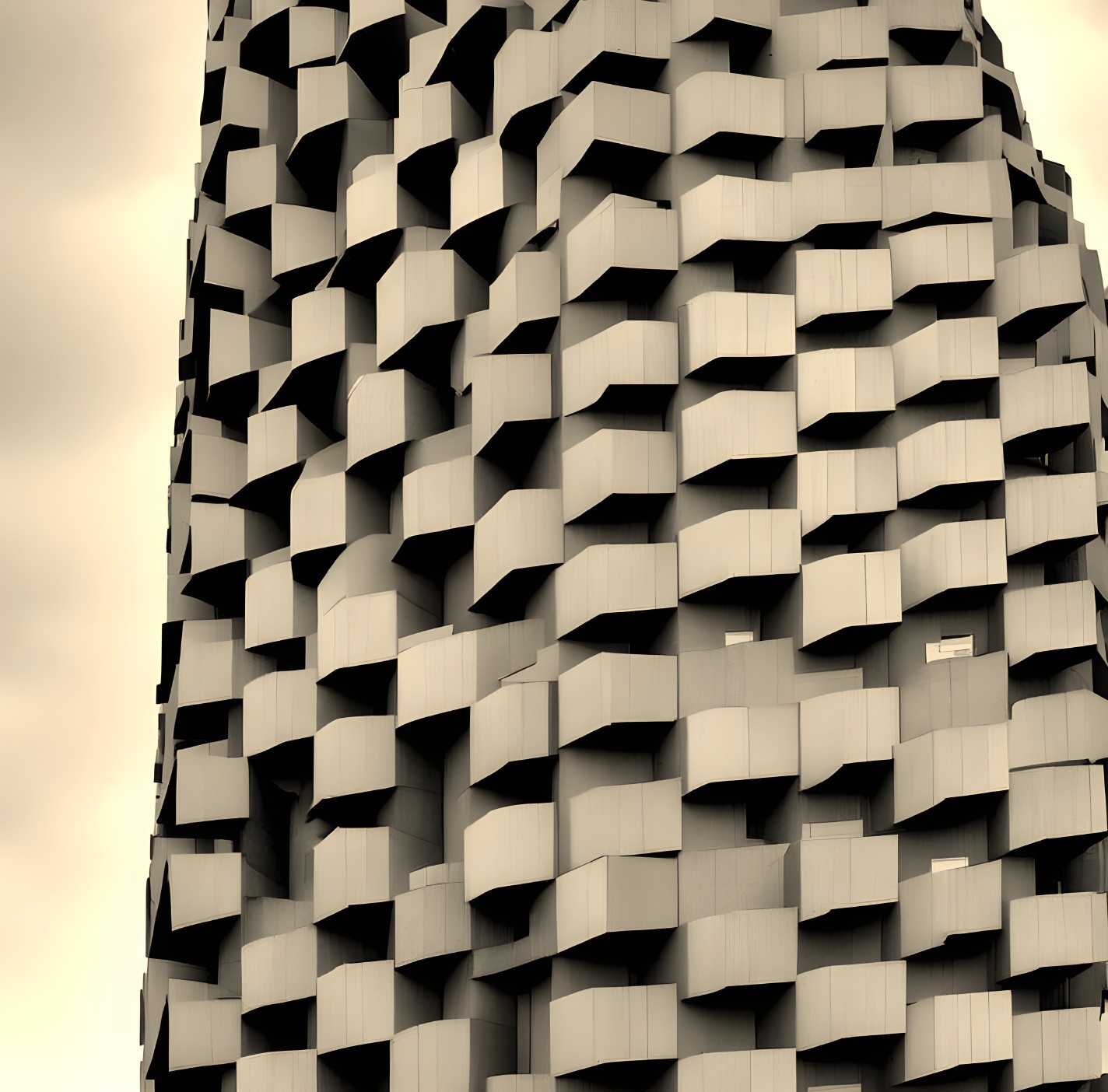 Architectural Facade with Sculptural Grid Design