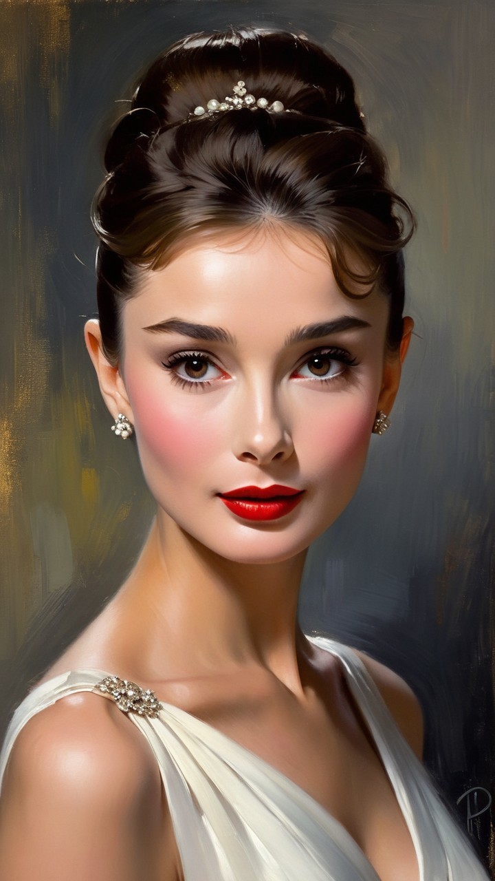 Elegant Portrait of a Young Woman in White Gown