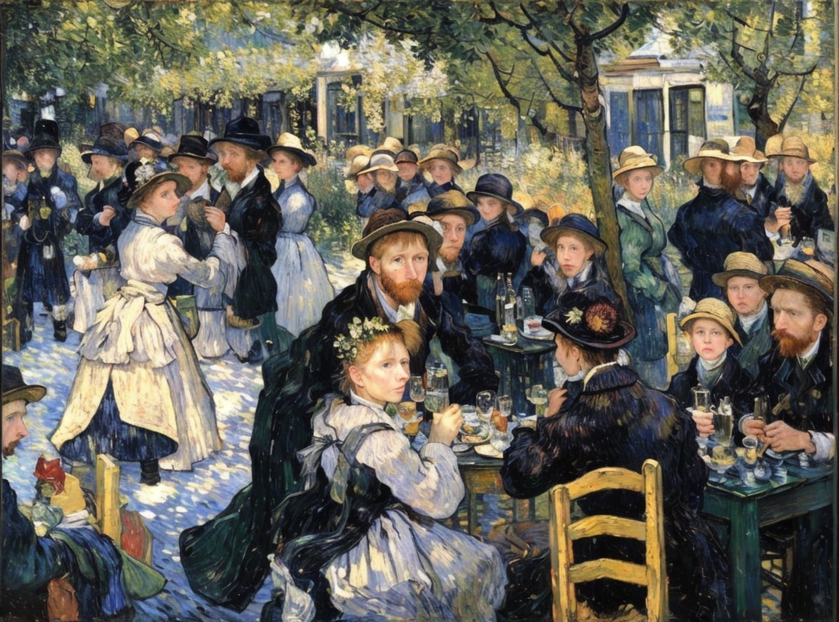 19th-Century Outdoor Gathering with Festive Atmosphere