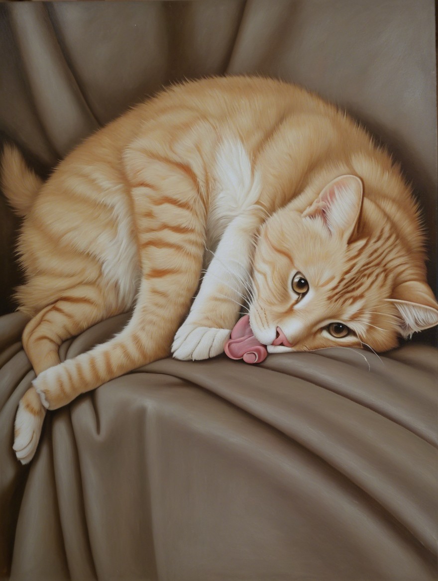 Orange Tabby Cat Relaxing on Soft Fabric