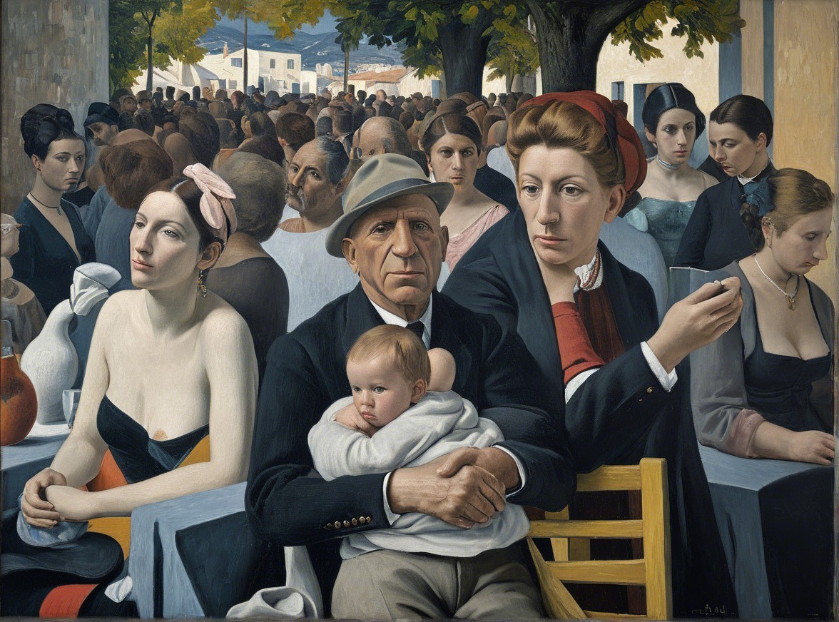 Crowded Outdoor Scene with Diverse Group of People