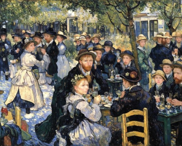 19th-Century Outdoor Gathering with Festive Atmosphere