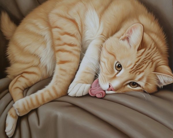 Orange Tabby Cat Relaxing on Soft Fabric