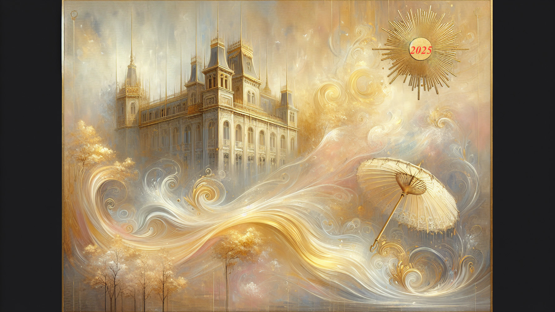 Dreamy Landscape with Ornate Castle and Soft Lights