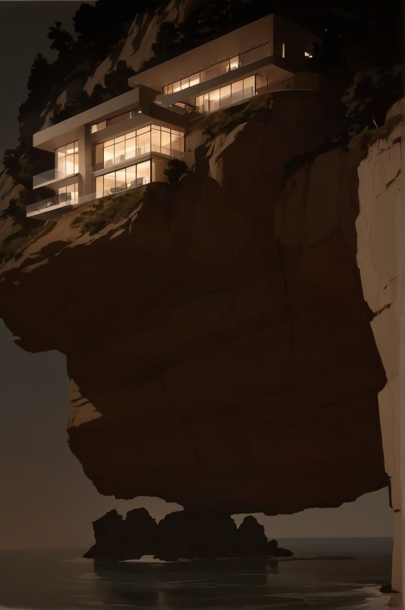 Modern Cliffside Home with Sea Views and Minimalist Design