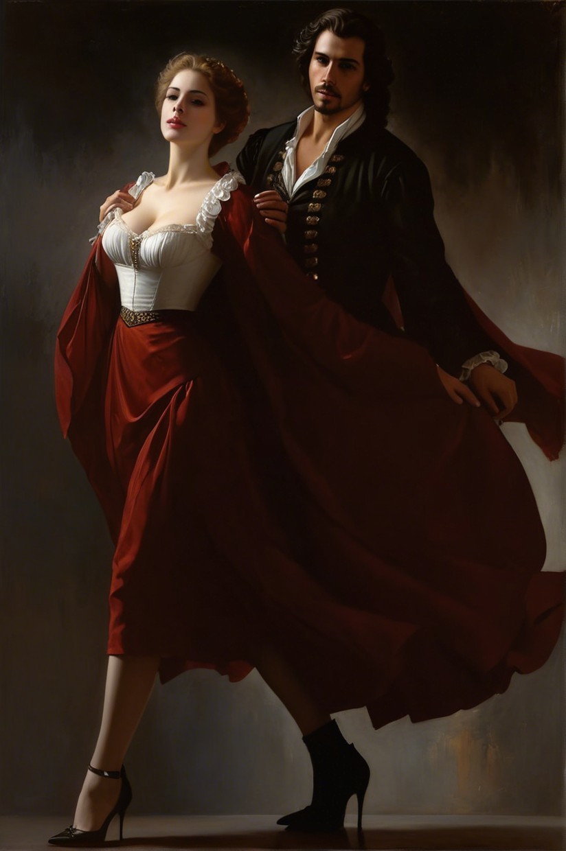 Romantic Couple in Elegant Historical Attire