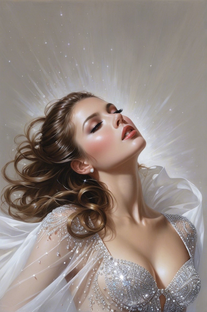 Elegant Portrait of a Woman in Shimmering Outfit