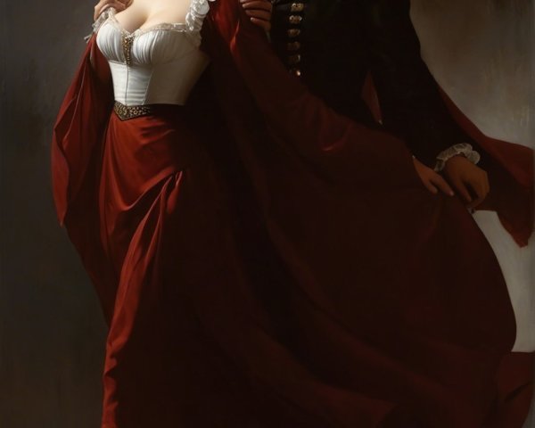 Romantic Couple in Elegant Historical Attire