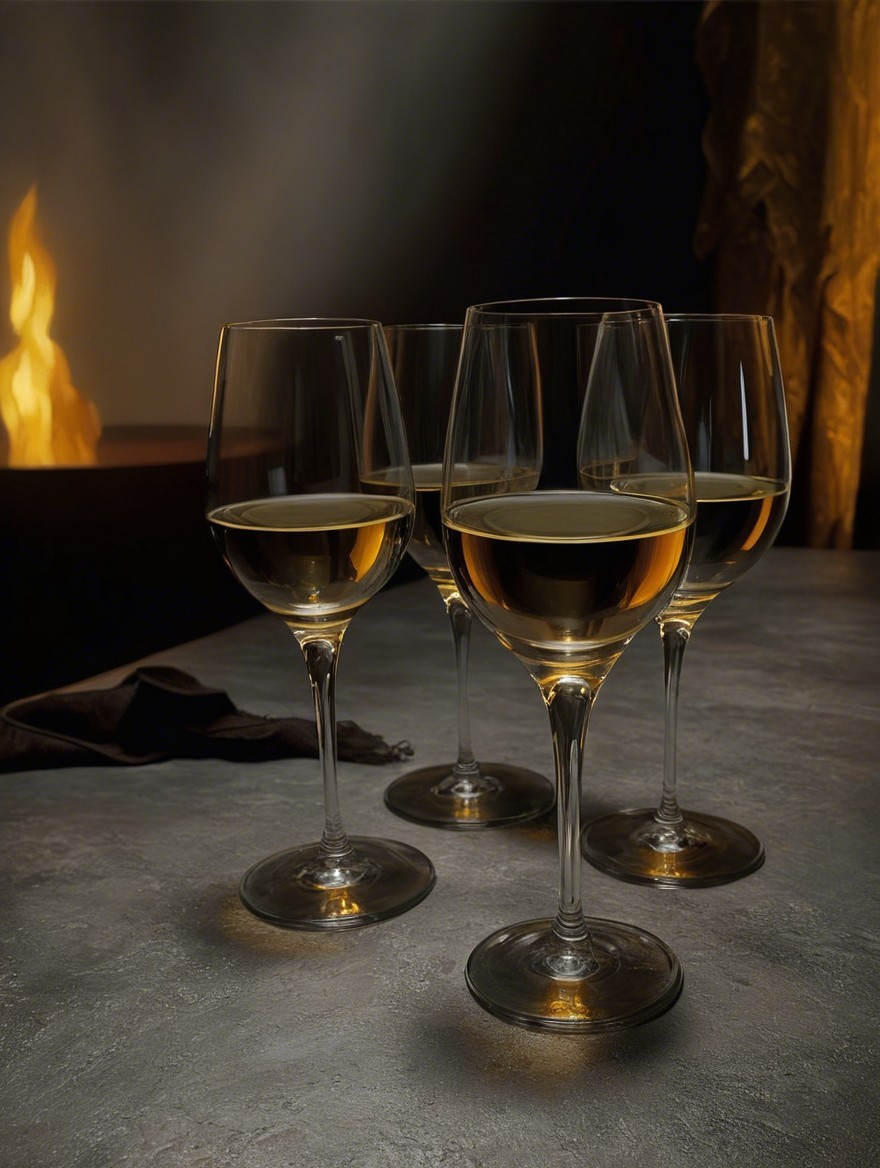 Elegant glasses with golden liquid on gray surface