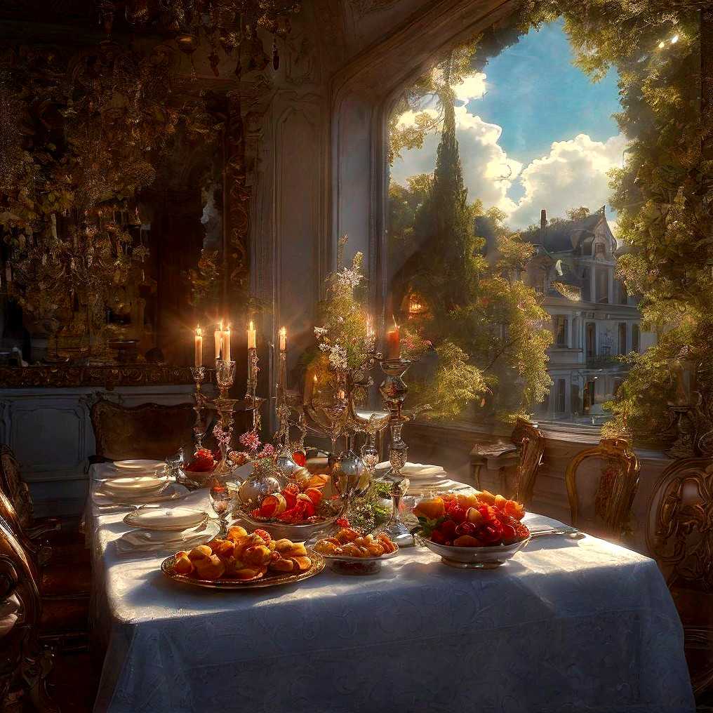 Luxurious Dining Room with Elegant Table Setting