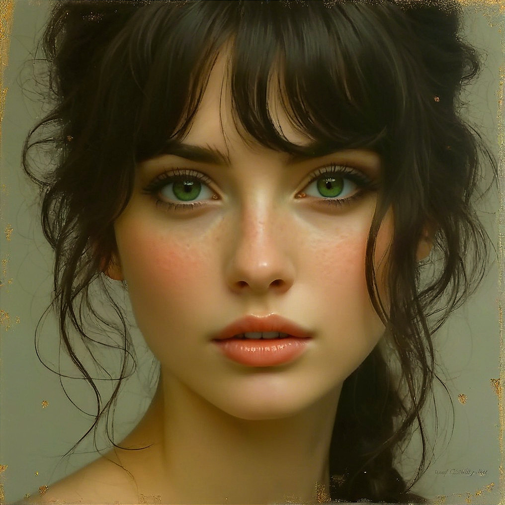Close-Up Portrait of a Young Woman with Green Eyes