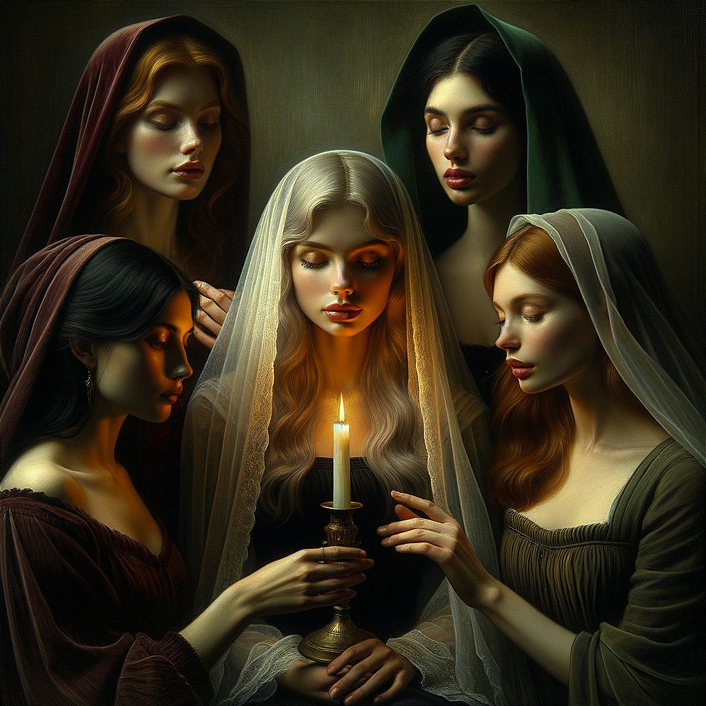 Gathering of Women in Candlelit Serenity