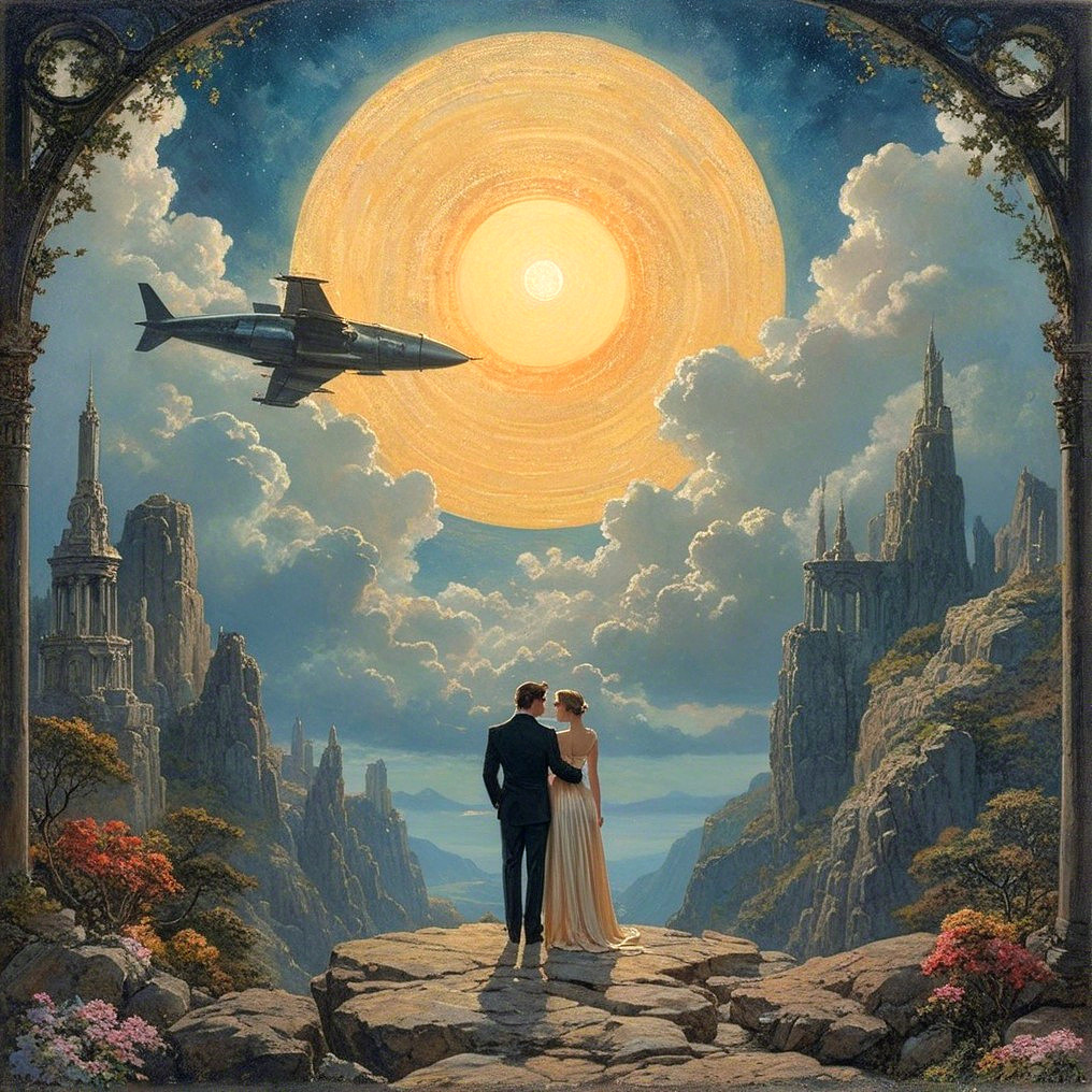 Couple in Enchanting Landscape with Towering Rocks