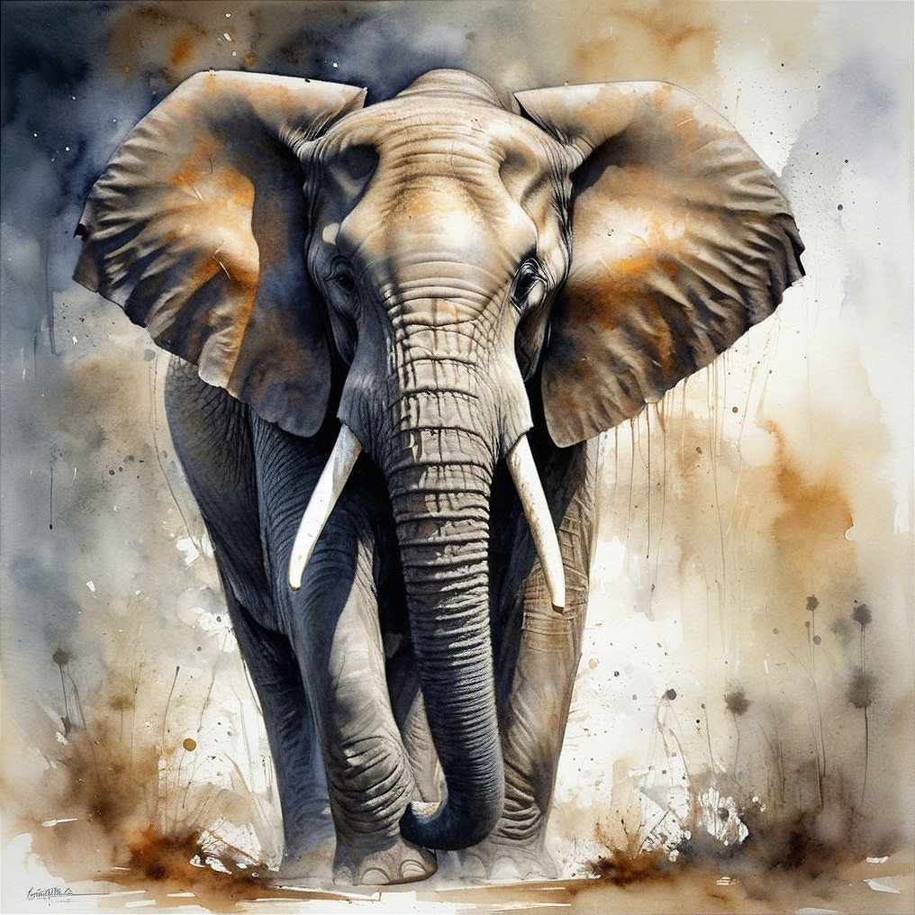Majestic Elephant with Detailed Textures and Warm Background