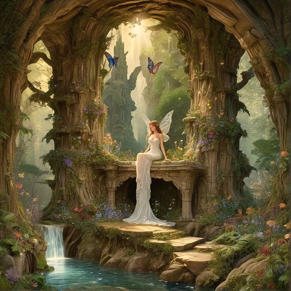 Fairy Tale Scene with a Graceful Fairy in Nature