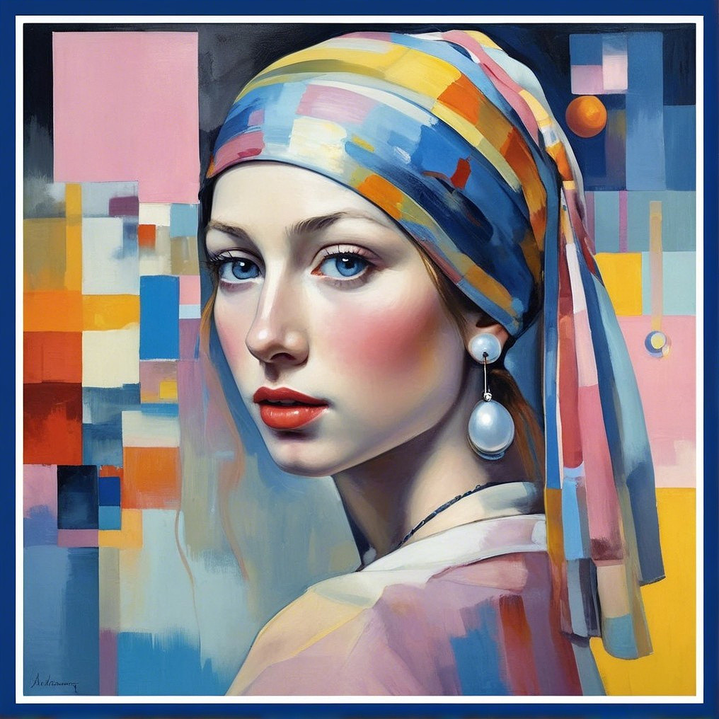 Portrait of a Young Woman with Colorful Headscarf