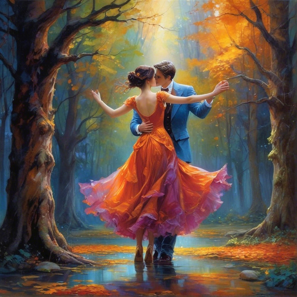 Couple Dancing in a Colorful Autumn Forest