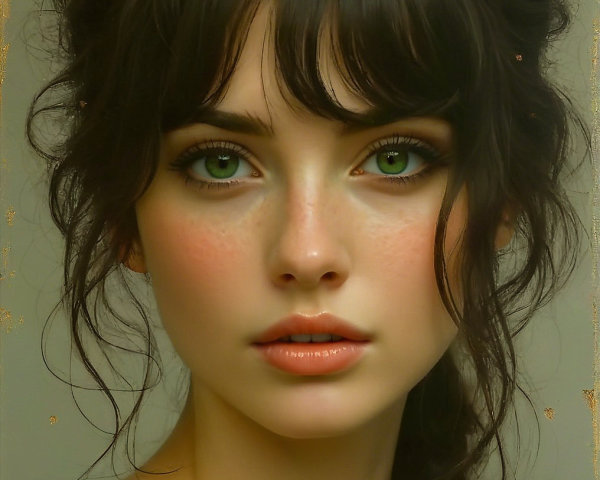 Close-Up Portrait of a Young Woman with Green Eyes