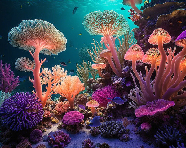 Vibrant Coral Reef with Colorful Marine Life