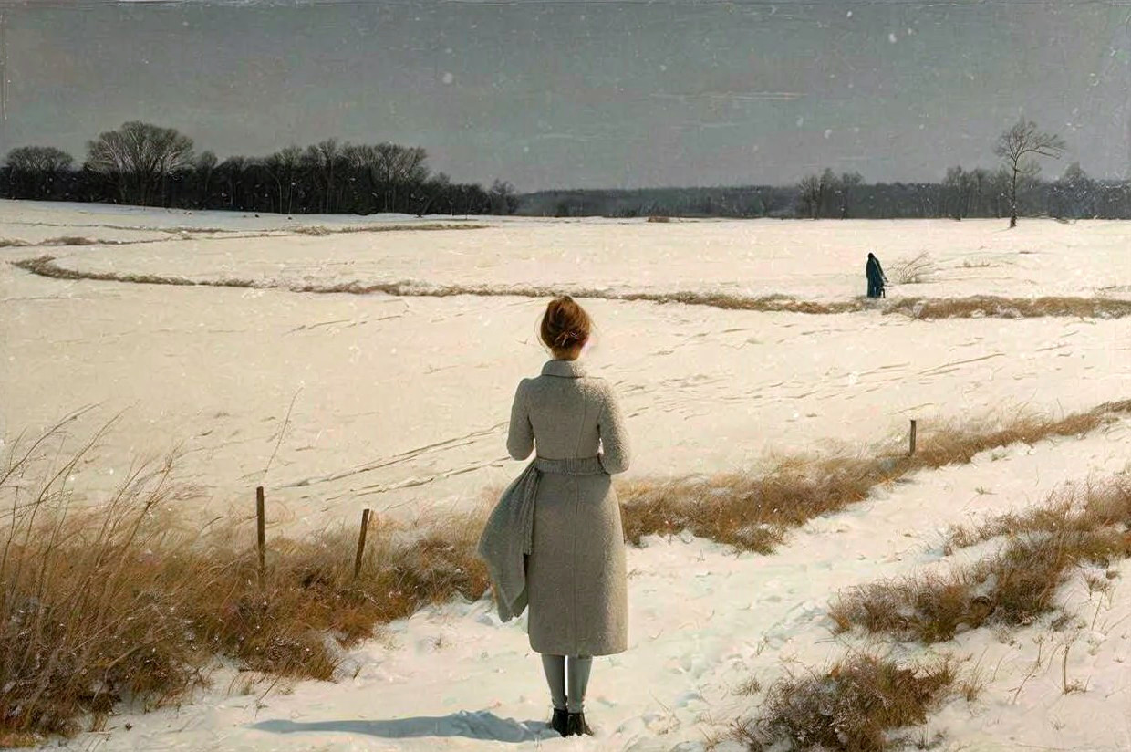 Winter Landscape with Figures in Snowy Setting