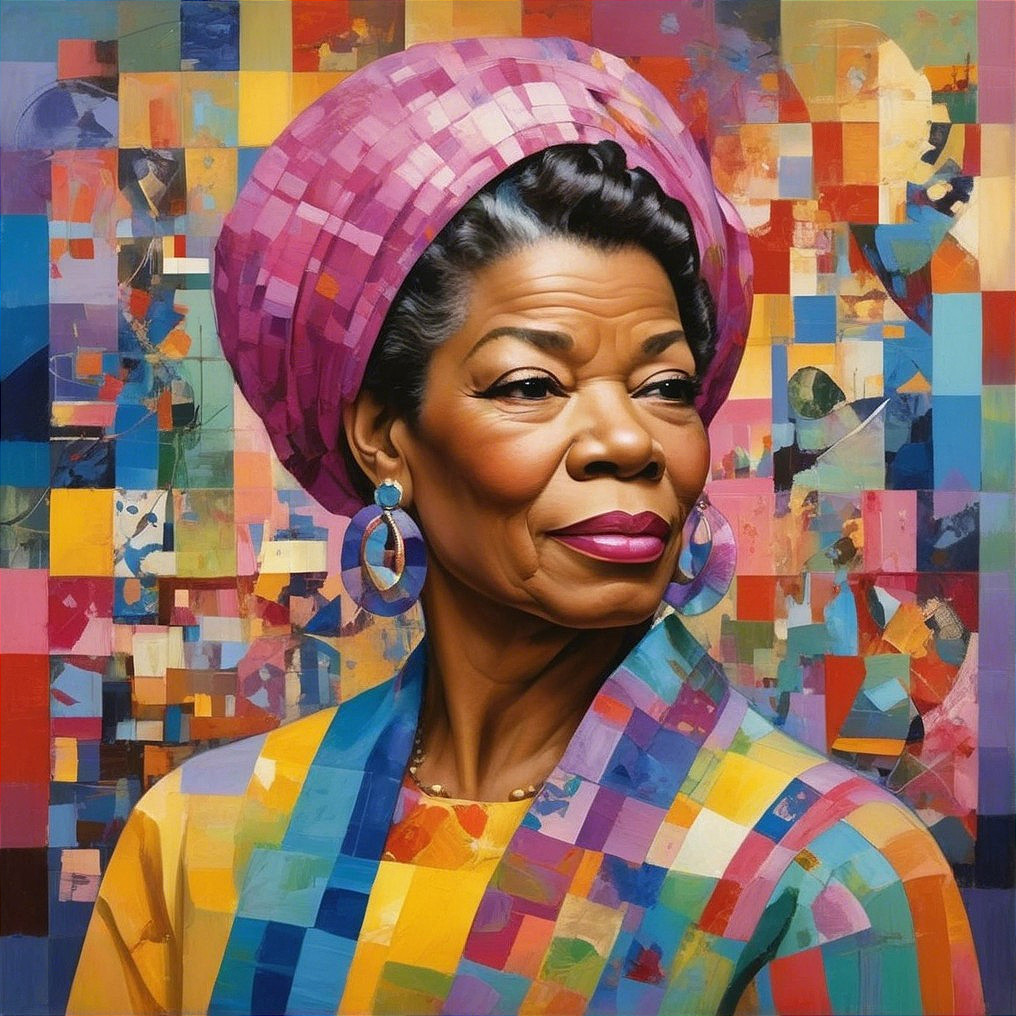 Colorful portrait of a dignified woman with head wrap