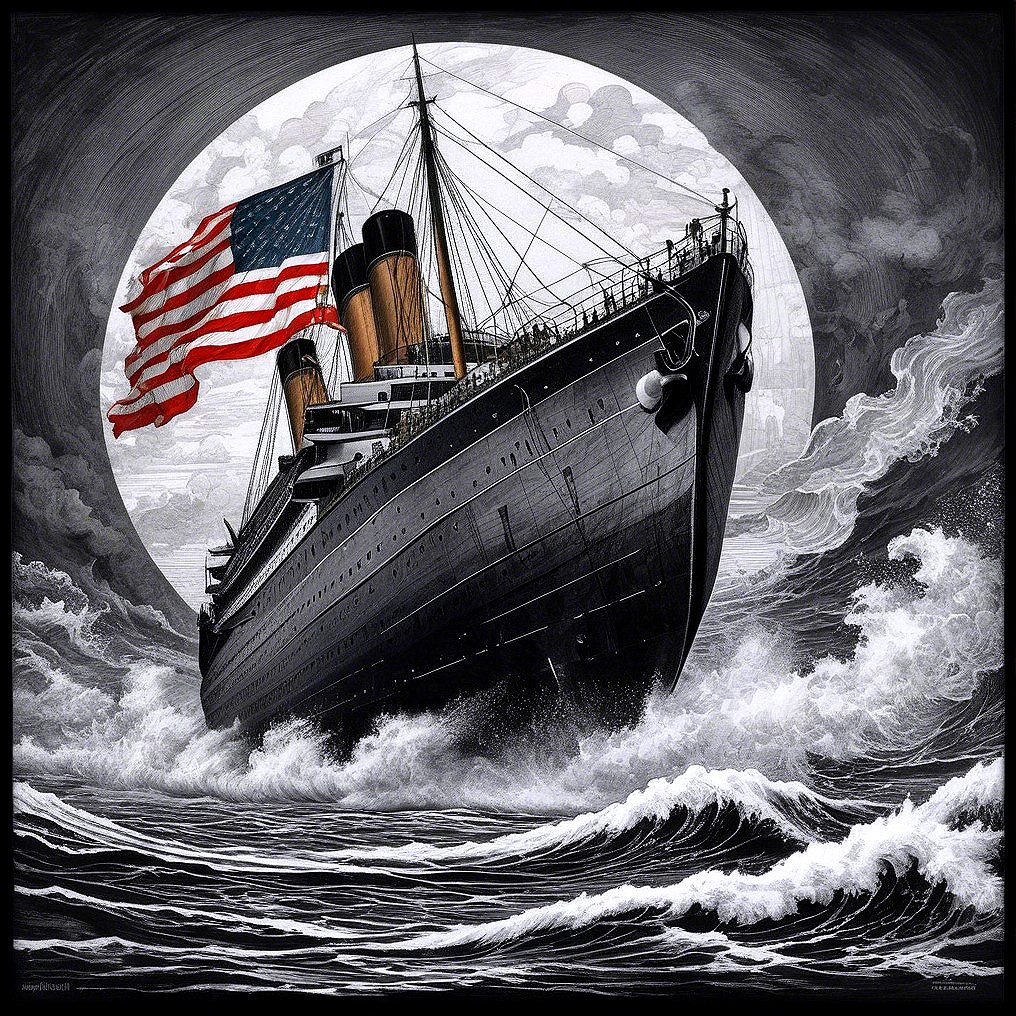 Majestic Ocean Liner Navigating Turbulent Waters