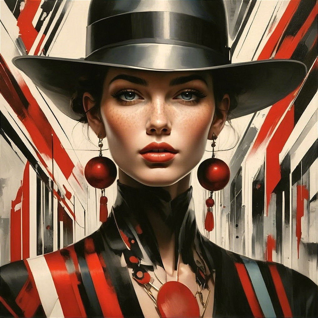 Portrait of a Woman with Blue Eyes and Freckles