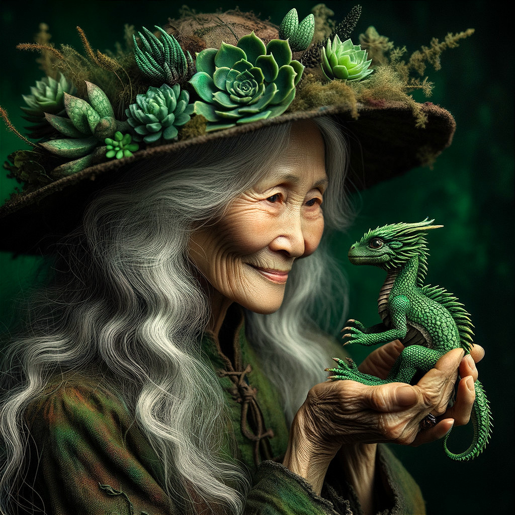  The Elderly Woman and Her Green Dragon