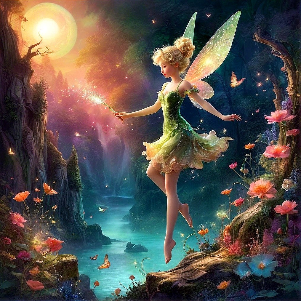 Whimsical Fairy Dancing in a Magical Forest