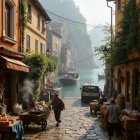 Charming Canal-Side Street with Colorful Buildings