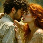 Romantic Couple in Tender Forehead Touching Moment